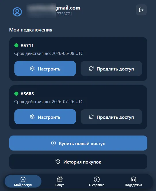 Раздел Мой VPN